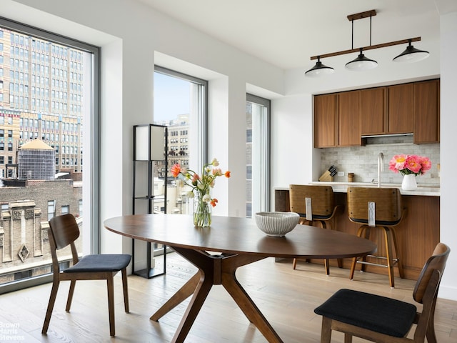 dining room with light wood-style floors