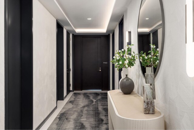 277 5th Ave Unit Ph53, New York City, NY 10016 - hallway featuring carpet flooring and a raised ceiling