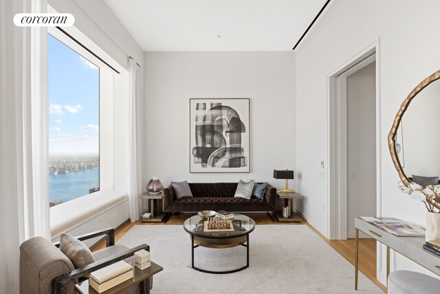 dining area featuring a water view