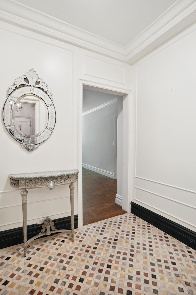 interior space featuring crown molding