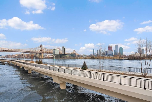 435 E 52nd St Unit 14G, New York City, NY 10022 - dock featuring a water view and fence