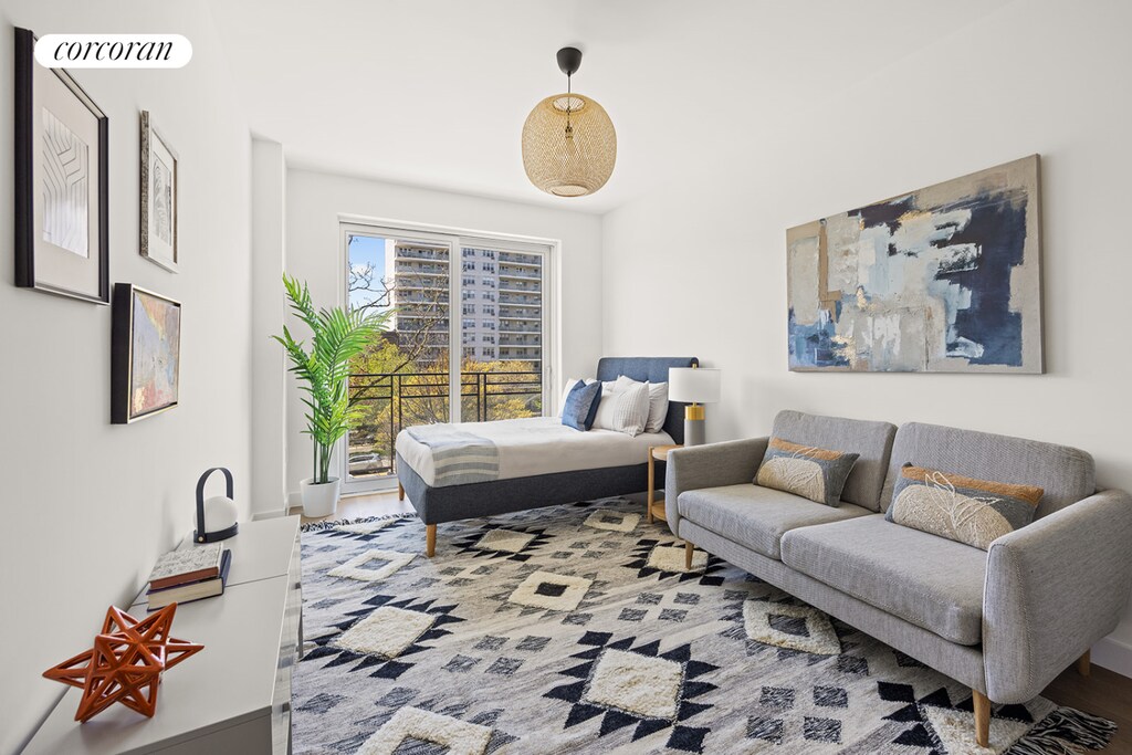 living room with hardwood / wood-style flooring