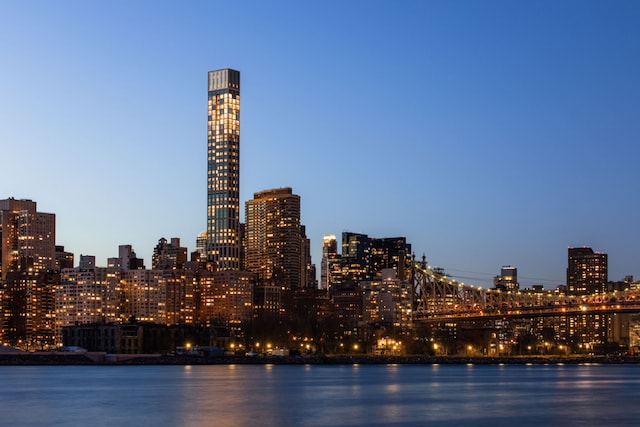 property's view of city featuring a water view