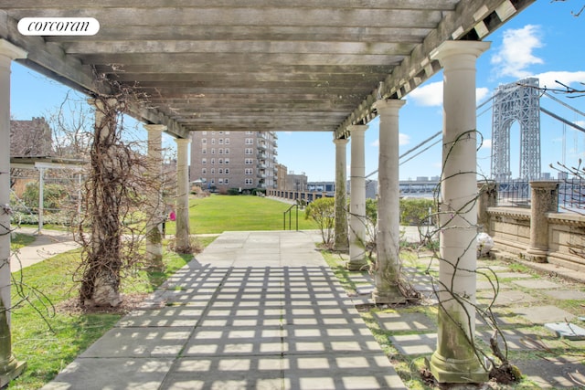 view of patio / terrace featuring a pergola