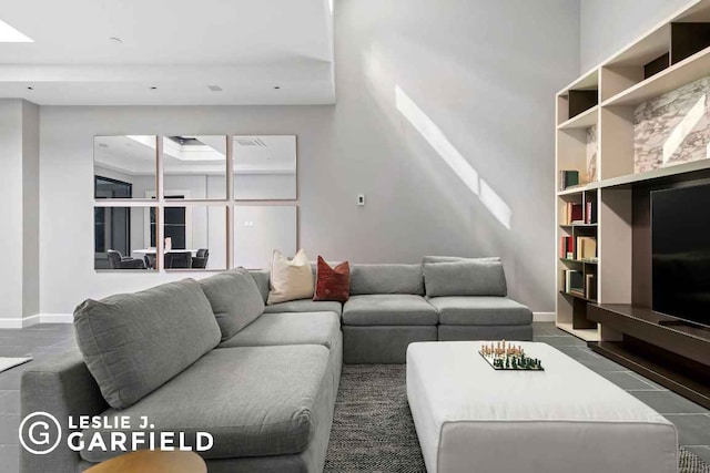 view of tiled living room