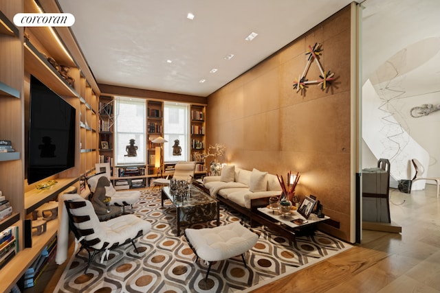 living room with hardwood / wood-style flooring