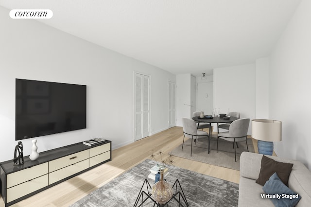 living room featuring light hardwood / wood-style floors