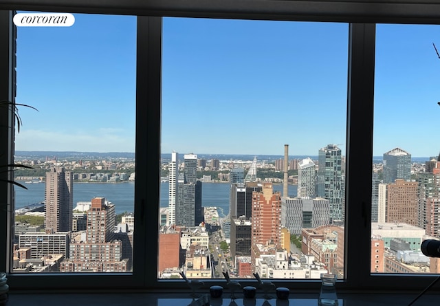 view of city with a water view