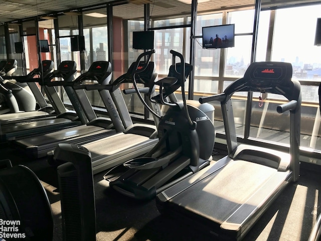 gym featuring expansive windows and plenty of natural light