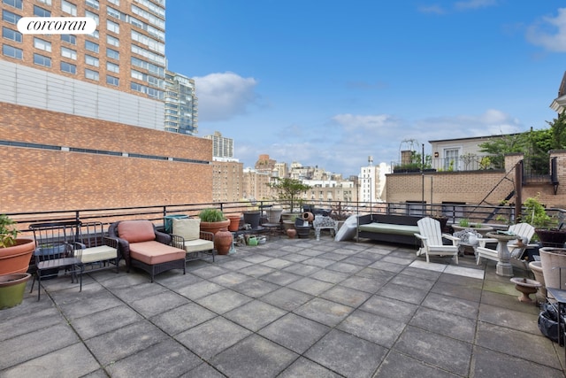 view of patio featuring a city view