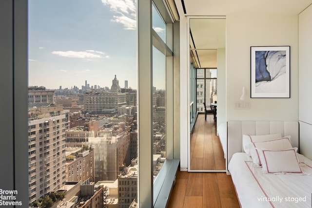 interior space with floor to ceiling windows