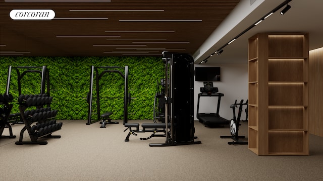 gym with carpet floors