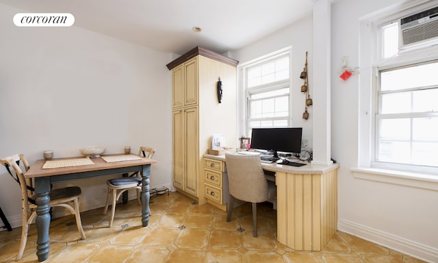 bedroom featuring light hardwood / wood-style floors, cooling unit, radiator heating unit, and ornamental molding