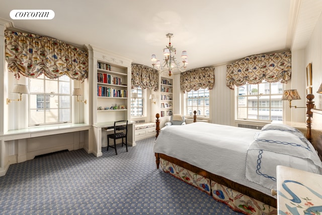 895 Park Ave Phc, Phc, New York City, NY 10075 - carpeted bedroom featuring an inviting chandelier and visible vents