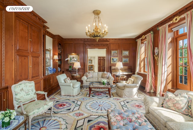895 Park Ave Phc, Phc, New York City, NY 10075 - living room featuring wood finished floors and a chandelier
