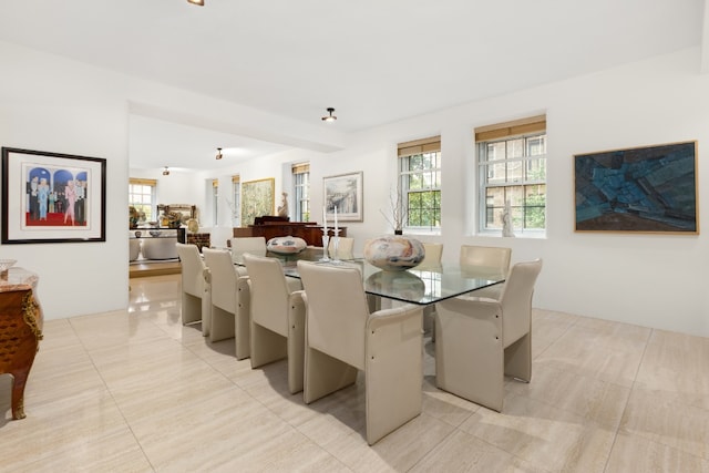 dining room with light tile patterned floors