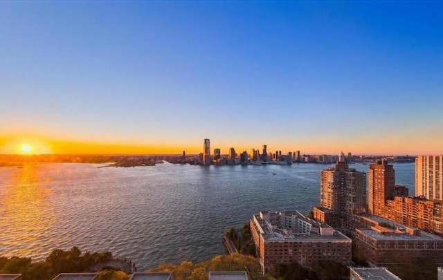 property view of water with a view of city