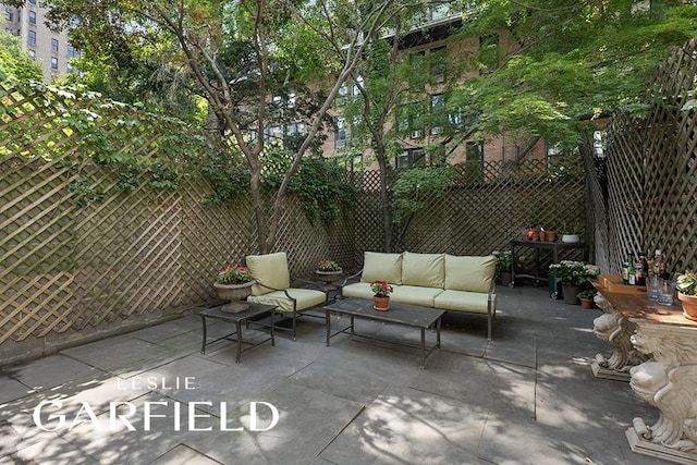 view of patio / terrace featuring an outdoor living space