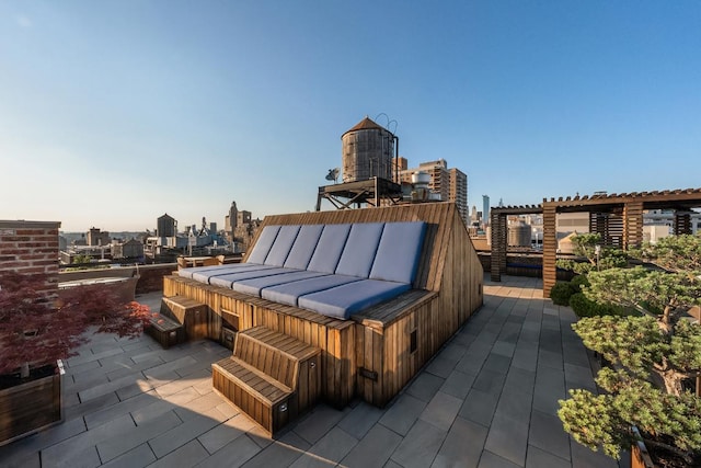 view of patio with a hot tub