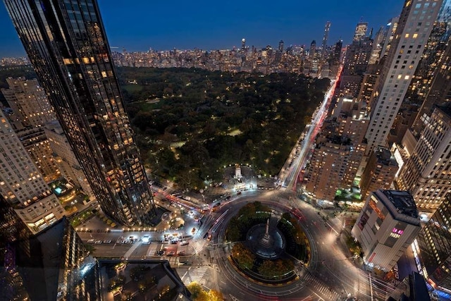 view of aerial view at night