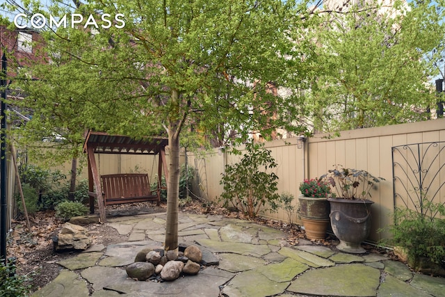 view of patio featuring a fenced backyard