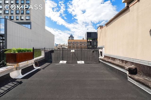 view of patio / terrace featuring a view of city