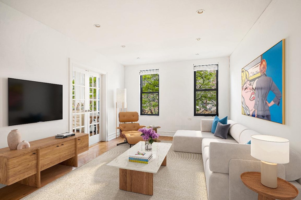 living room featuring light hardwood / wood-style floors