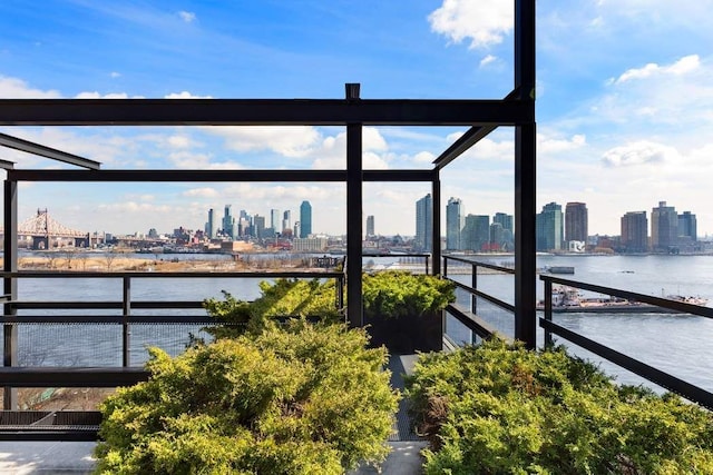 view of water feature featuring a city view