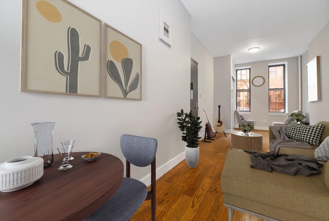 dining space featuring hardwood / wood-style floors