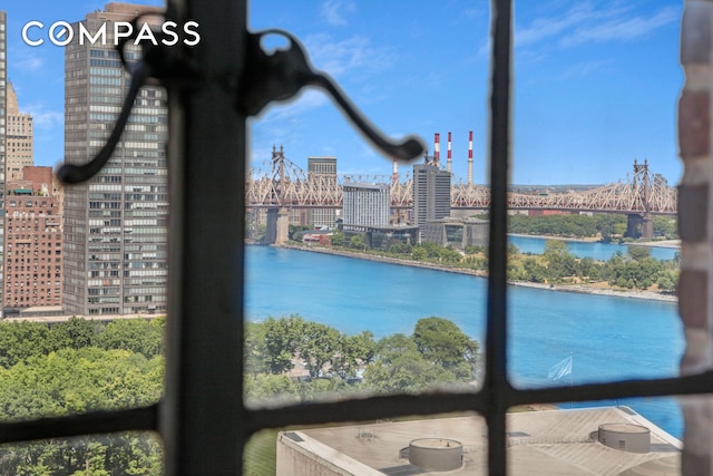 property view of water with a city view