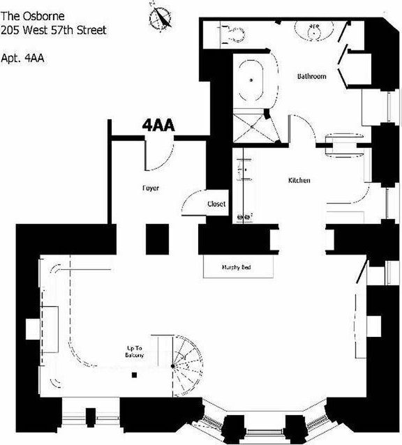 205 W 57th St Unit 4-Aa, New York City, NY 10019 - view of room layout