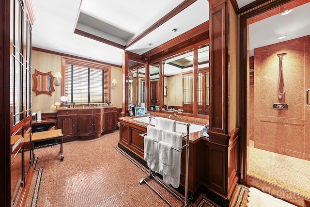 322 E 57th St Unit 12/13B, New York City, NY 10022 - bathroom featuring tiled shower and vanity