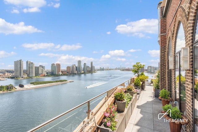 property view of water with a view of city