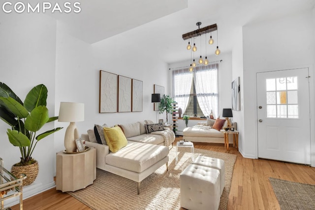 living room featuring light hardwood / wood-style floors