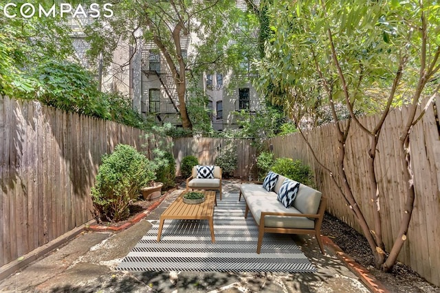 view of patio / terrace featuring an outdoor living space