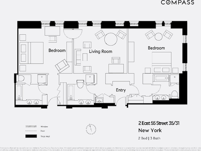 2 E 55th St Unit 935W39, New York City NY, 10022, 2 bedrooms, 3 baths condo for sale