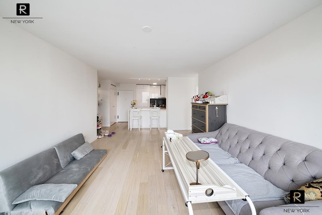 living area with light wood finished floors