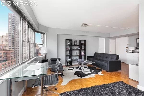 office area featuring parquet flooring