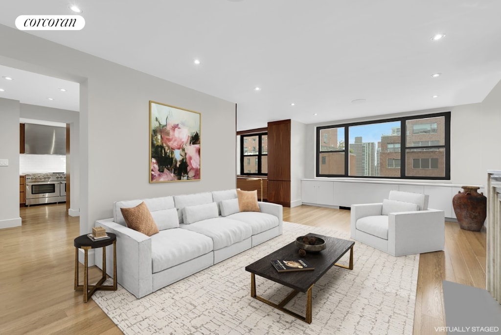 living room featuring light hardwood / wood-style flooring