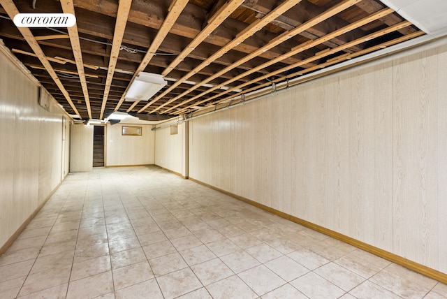 view of finished basement