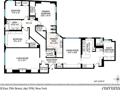103 E 75th St Unit 7Fw, New York City, NY 10021 - view of property floor plan