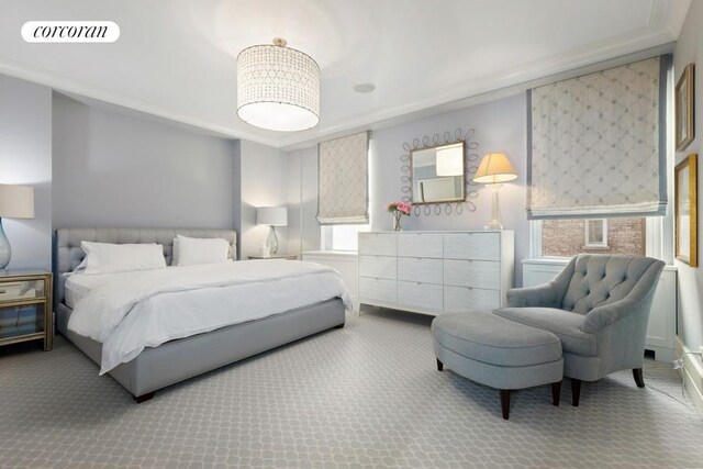 carpeted bedroom with visible vents