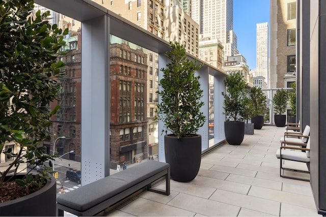 view of patio / terrace featuring a view of city