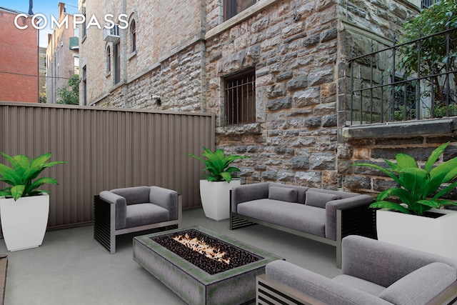 336 Convent Avenue Mltfmly, New York City, NY 10031 - view of patio / terrace featuring an outdoor living space with a fire pit
