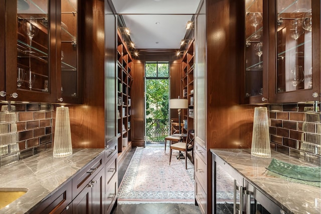 interior space featuring backsplash