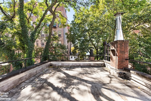 view of community with a patio