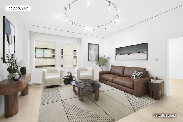 living room with light wood-type flooring