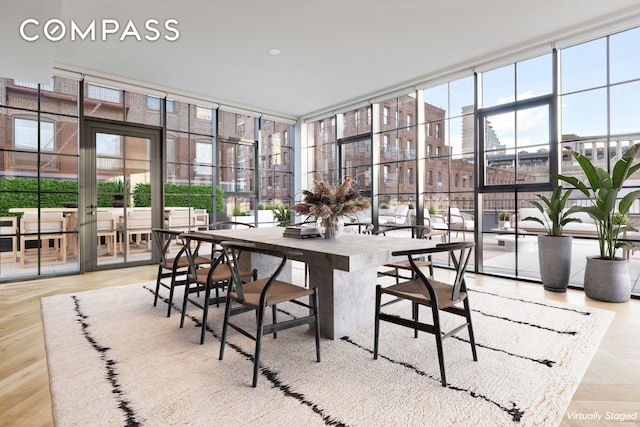51 Jay St Phe, Phe, New York City, NY 11201 - dining room with a wall of windows and wood finished floors