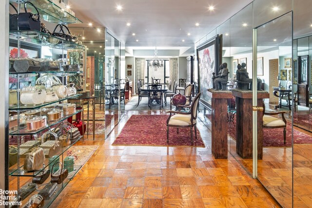425 E 58th St Unit 14D, New York City, NY 10022 - living area with a chandelier