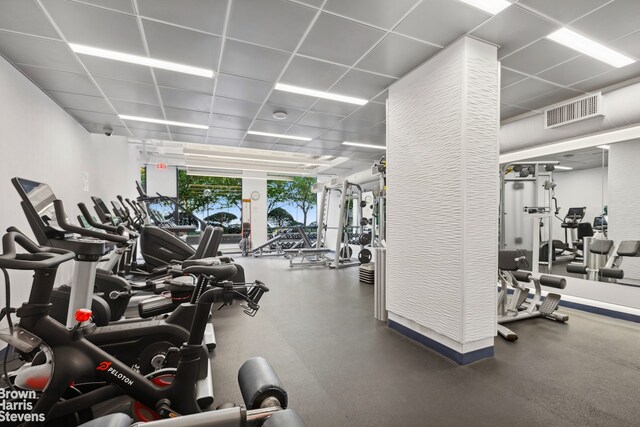 425 E 58th St Unit 14D, New York City, NY 10022 - workout area featuring a drop ceiling